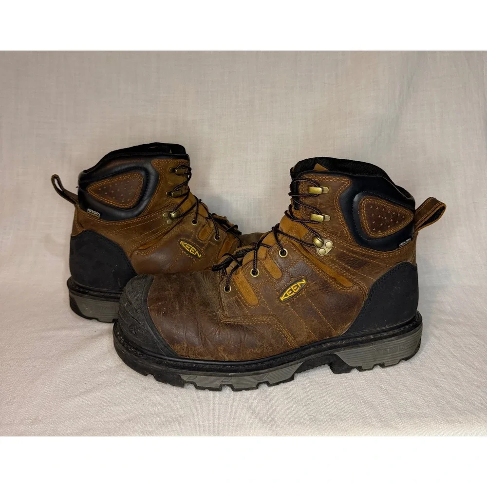 KEEN Utility Mens 13EE Brown Leather Waterproof Work Boots KEEN.DRY Mid Top